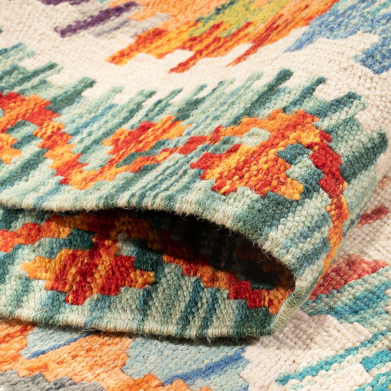 Løber Kelim Carpet - Splash - 297 x 80 cm - flerfarvet