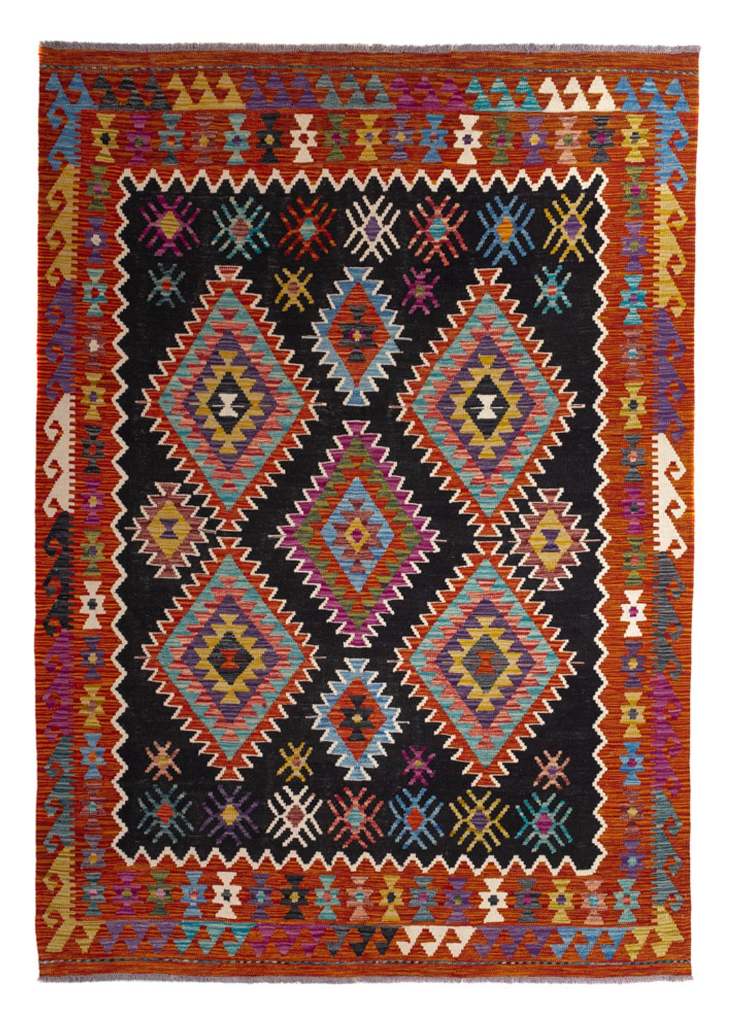Kelim Carpet - Splash - 244 x 178 cm - flerfarvet
