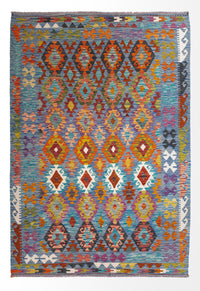 Kelim Carpet - Splash - 241 x 175 cm - flerfarvet