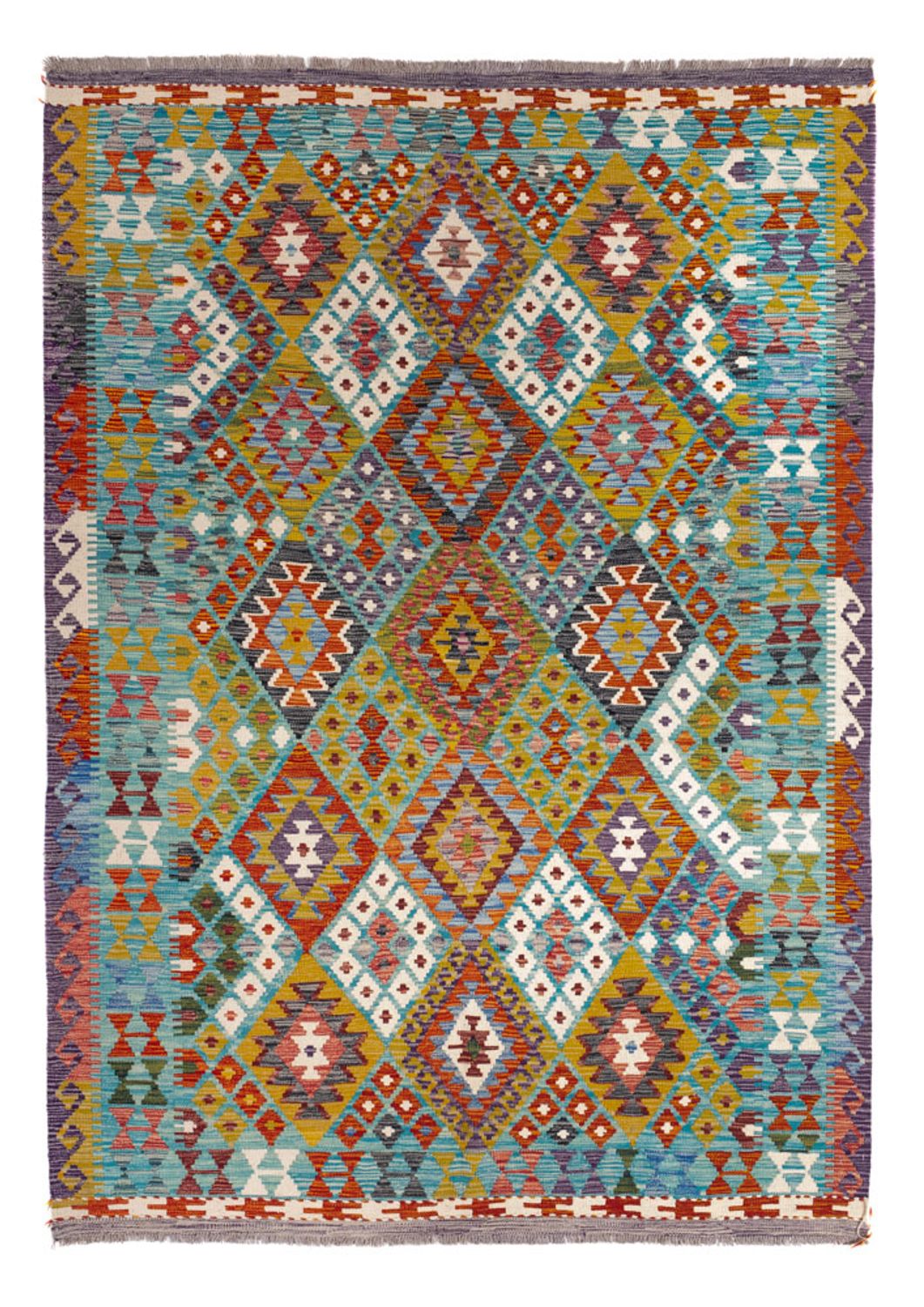 Kelim Carpet - Splash - 247 x 178 cm - flerfarvet