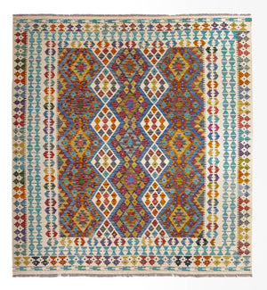 Kelim Carpet - Splash firkantet  - 207 x 203 cm - flerfarvet