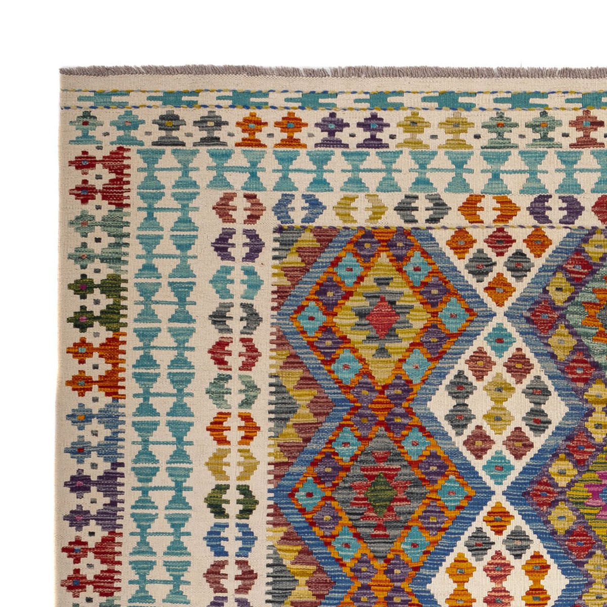 Kelim Carpet - Splash firkantet  - 207 x 203 cm - flerfarvet