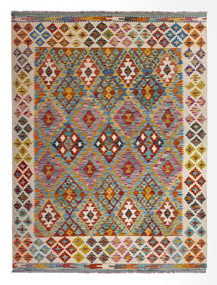 Kelim Carpet - Splash - 197 x 150 cm - flerfarvet