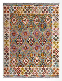 Kelim Carpet - Splash - 197 x 150 cm - flerfarvet