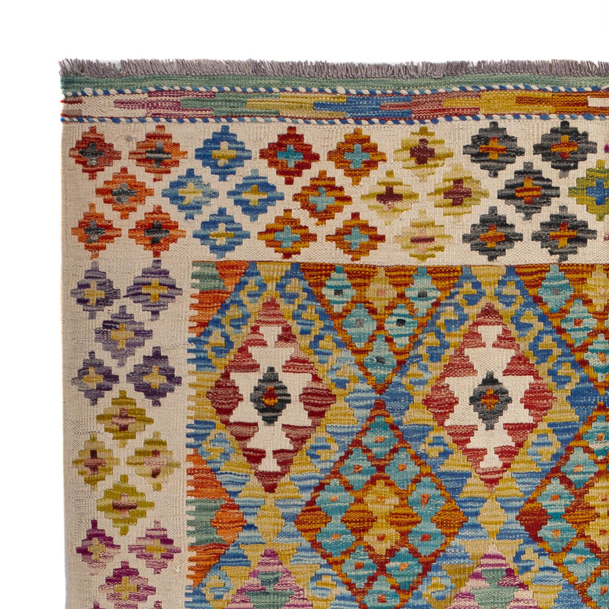 Kelim Carpet - Splash - 197 x 150 cm - flerfarvet