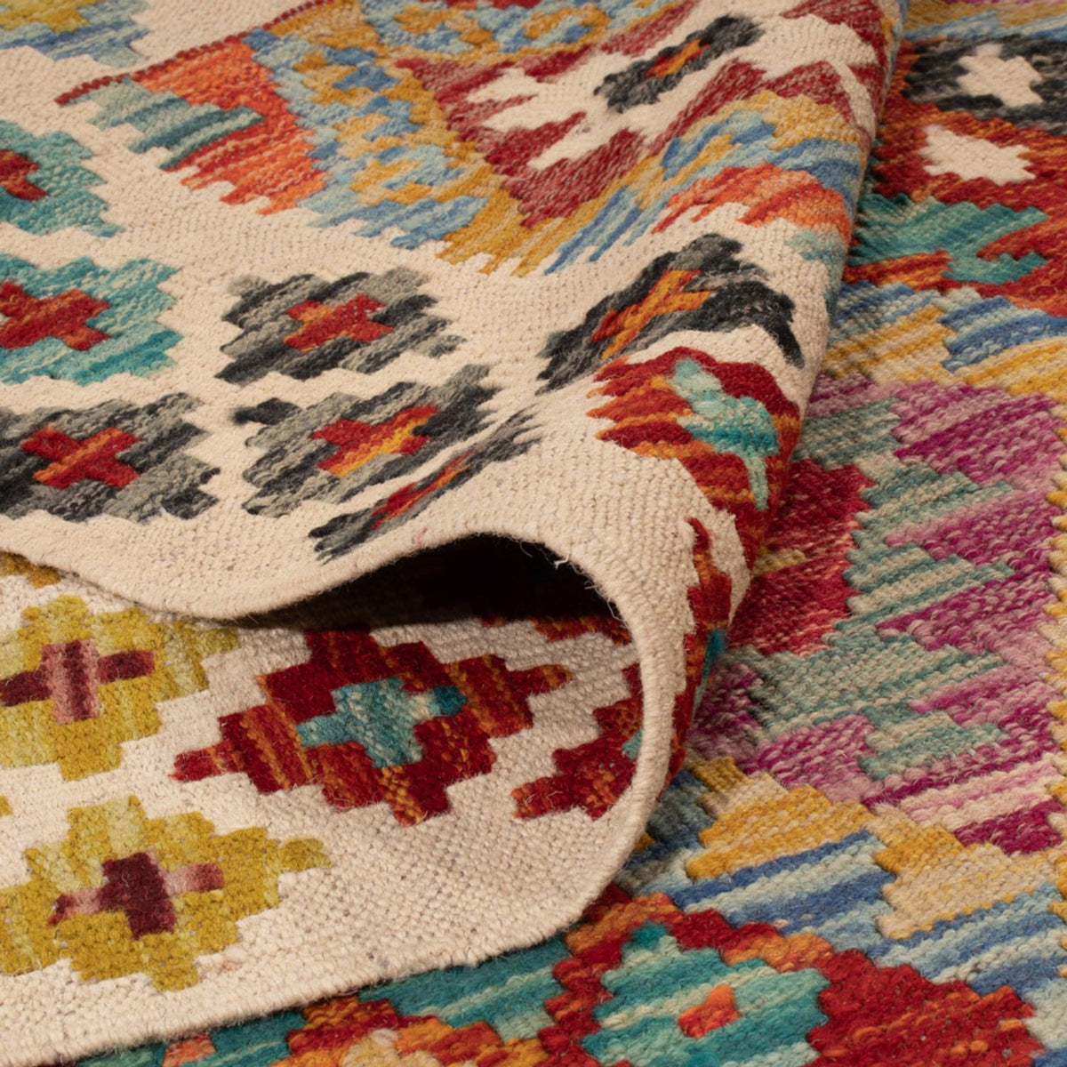 Kelim Carpet - Splash - 197 x 150 cm - flerfarvet