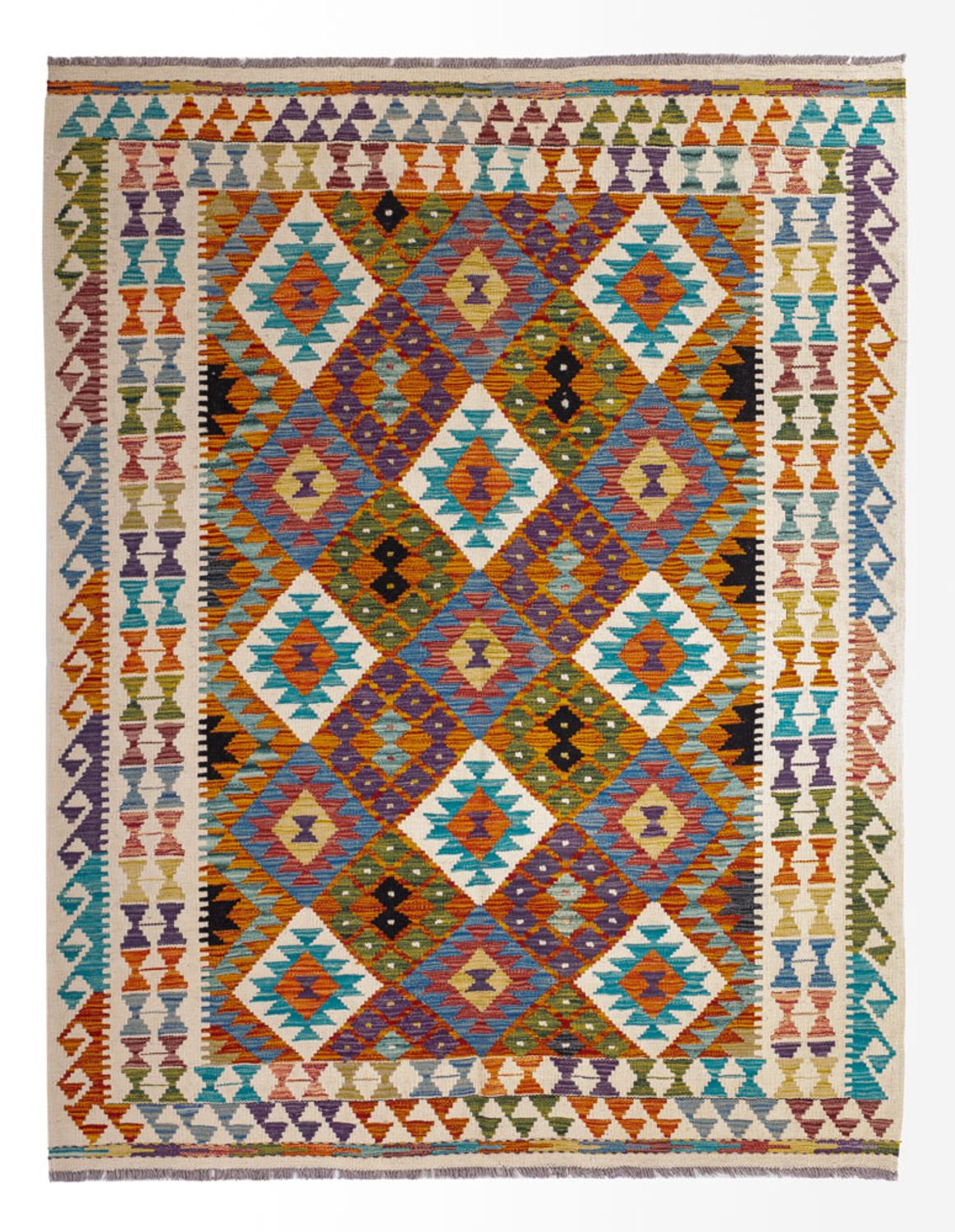 Kelim Carpet - Splash - 196 x 150 cm - flerfarvet