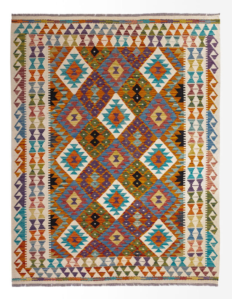 Kelim Carpet - Splash - 196 x 150 cm - flerfarvet