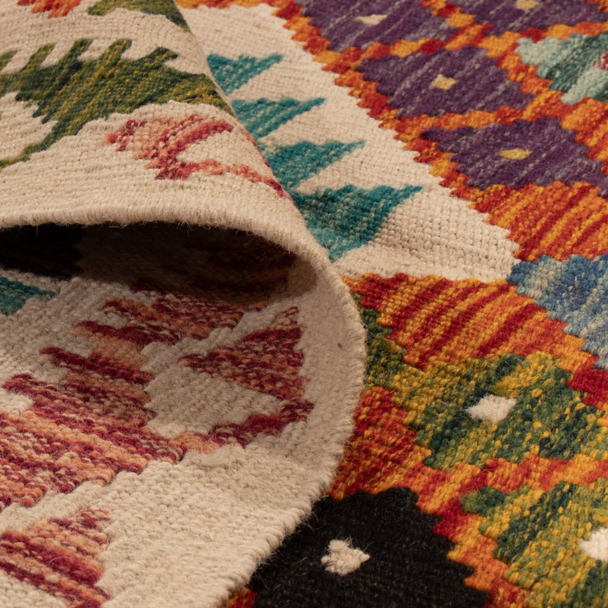 Kelim Carpet - Splash - 196 x 150 cm - flerfarvet