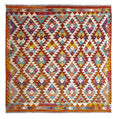 Kelim Carpet - Splash firkantet  - 152 x 152 cm - flerfarvet