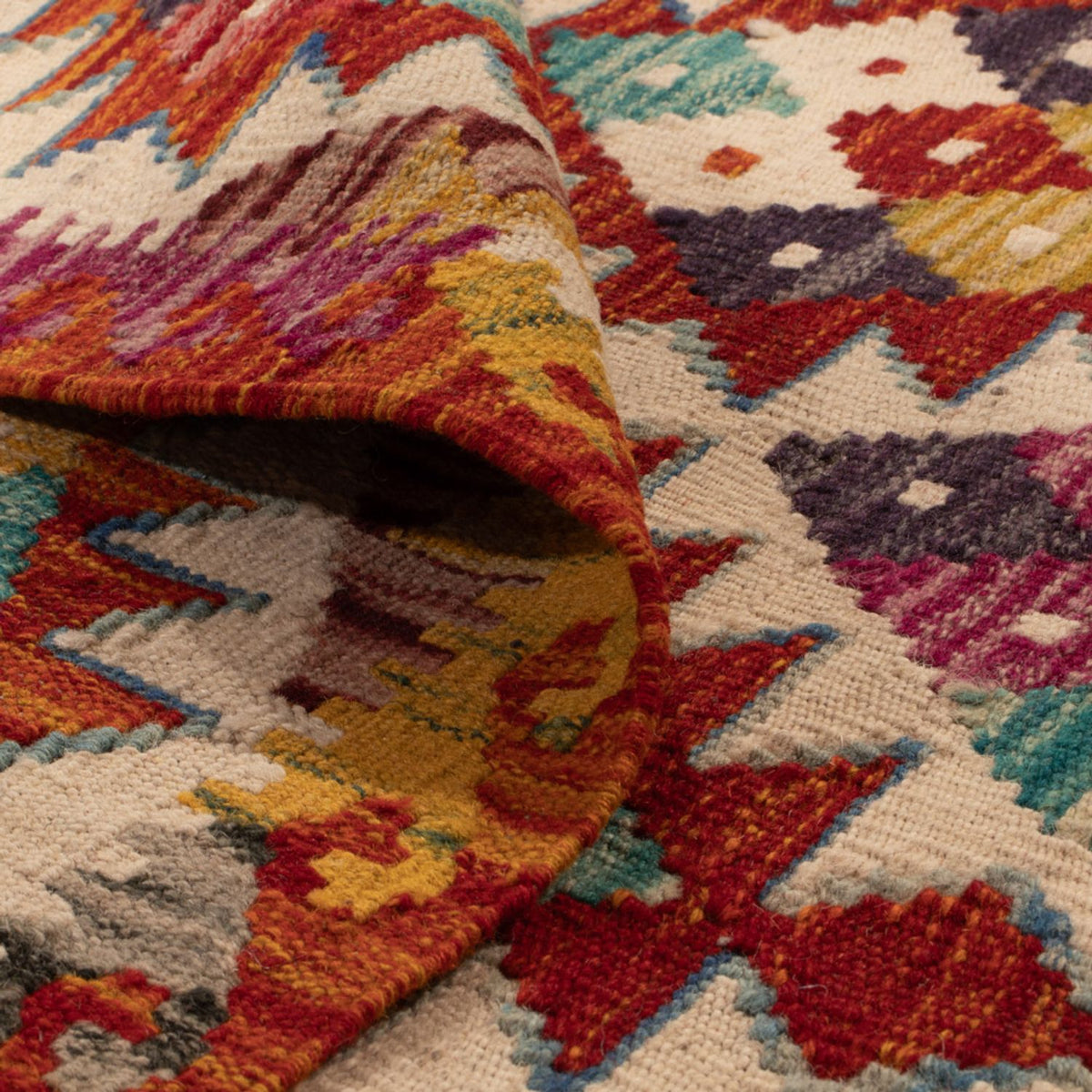 Kelim Carpet - Splash firkantet  - 152 x 152 cm - flerfarvet