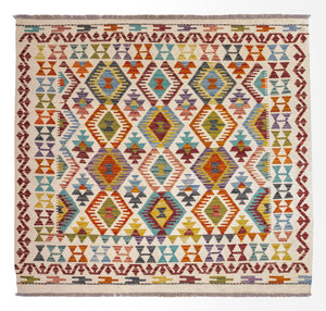 Kelim Carpet - Splash firkantet  - 154 x 143 cm - flerfarvet