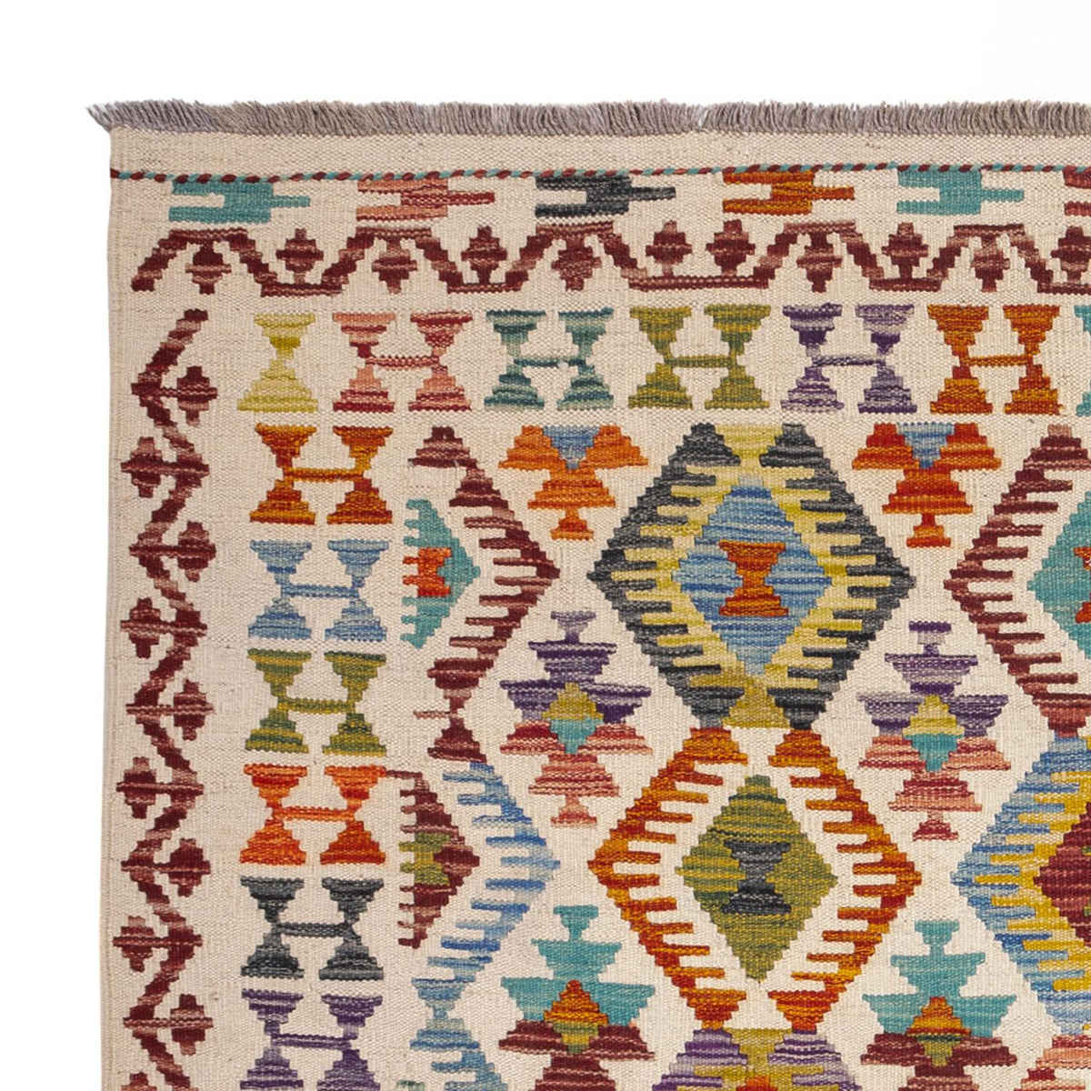 Kelim Carpet - Splash firkantet  - 154 x 143 cm - flerfarvet