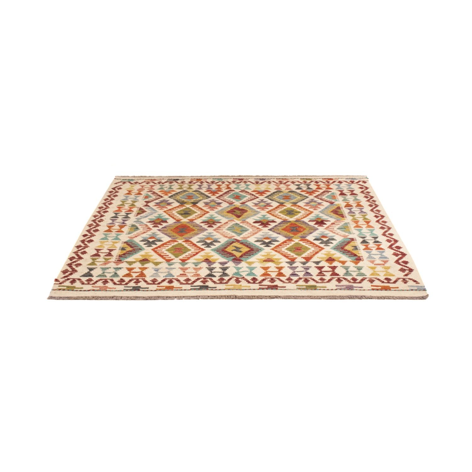 Kelim Carpet - Splash firkantet  - 154 x 143 cm - flerfarvet