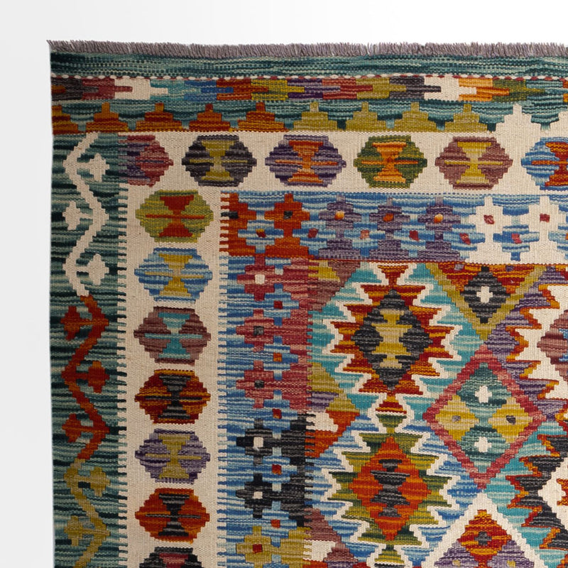 Kelim Carpet - Splash firkantet  - 154 x 154 cm - flerfarvet