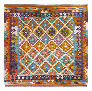 Kelim Carpet - Splash - 158 x 152 cm - flerfarvet