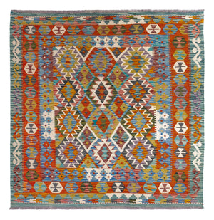 Kelim Carpet - Splash firkantet  - 154 x 152 cm - flerfarvet