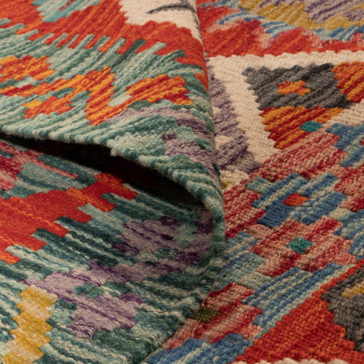 Kelim Carpet - Splash firkantet  - 154 x 152 cm - flerfarvet