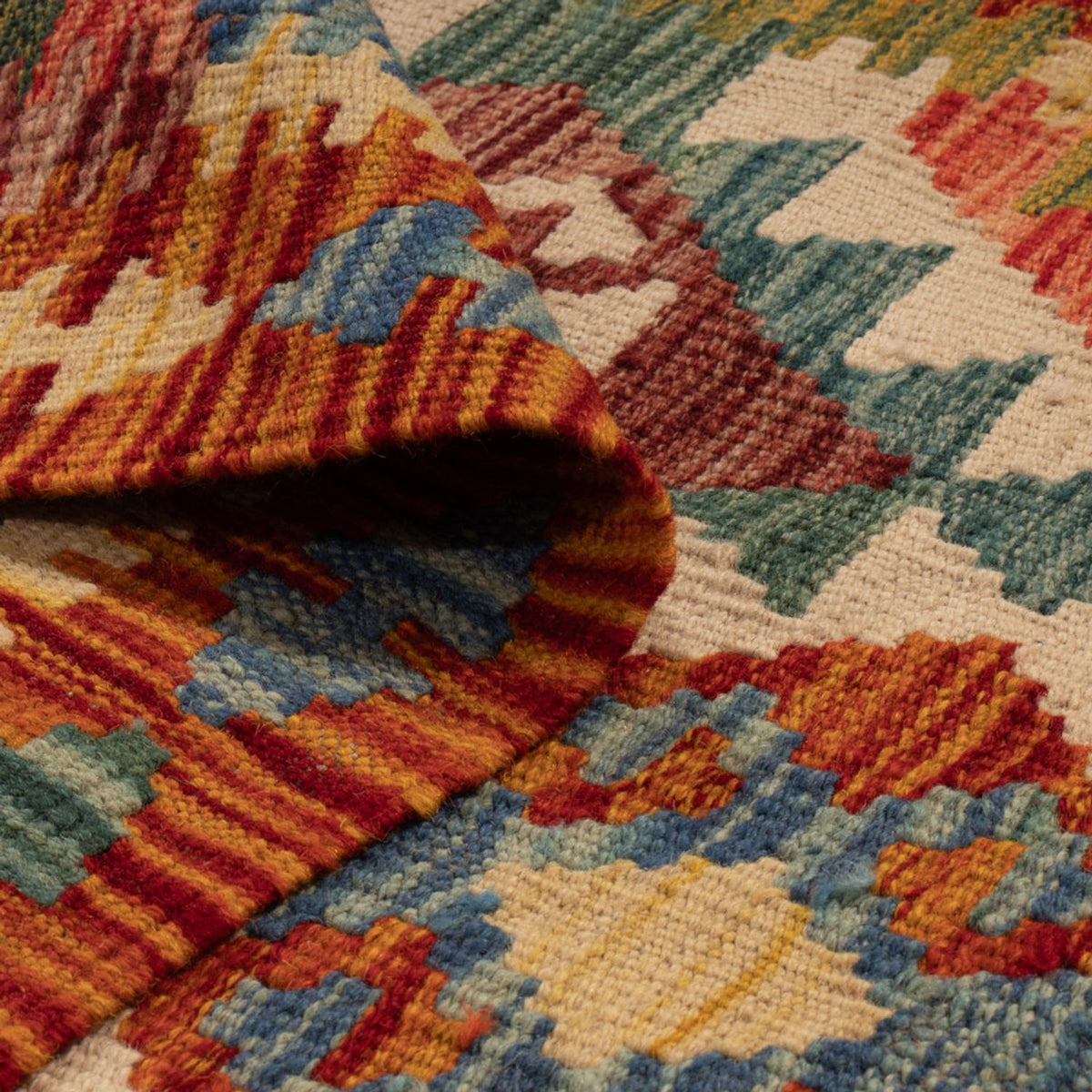 Løber Kelim Carpet - Splash - 202 x 86 cm - flerfarvet