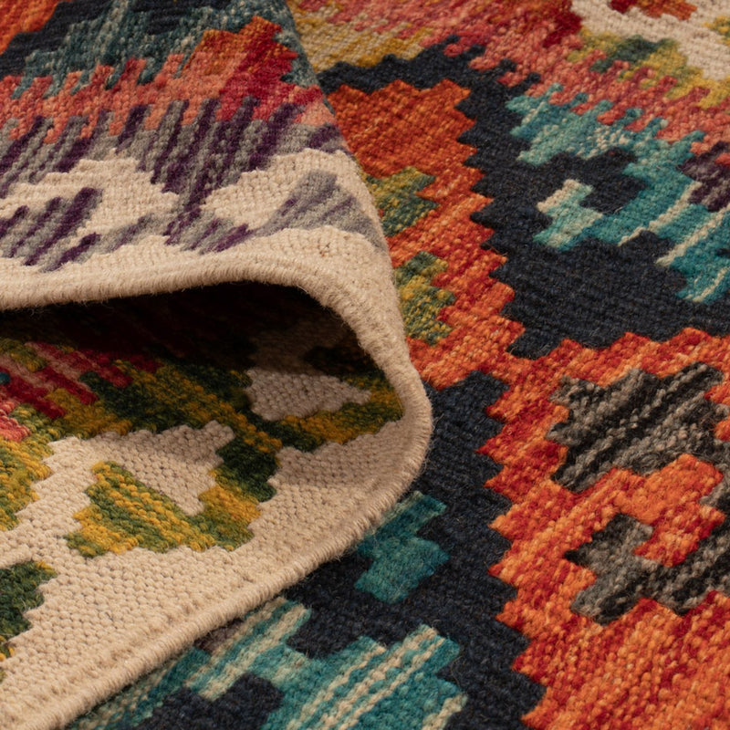 Løber Kelim Carpet - Splash - 199 x 76 cm - flerfarvet