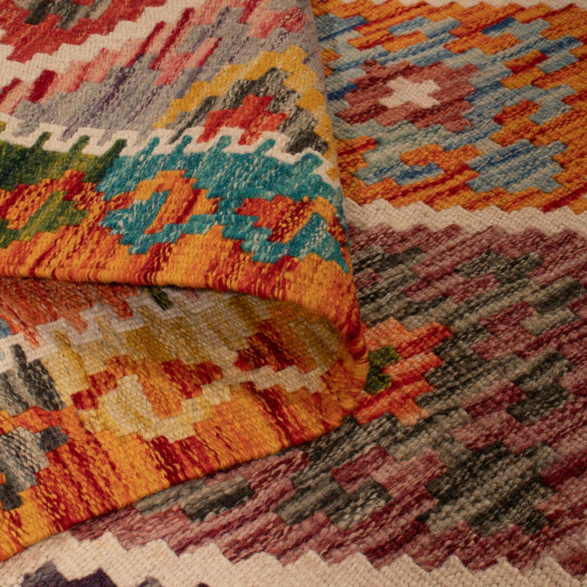 Kelim Carpet - Splash - 125 x 86 cm - flerfarvet