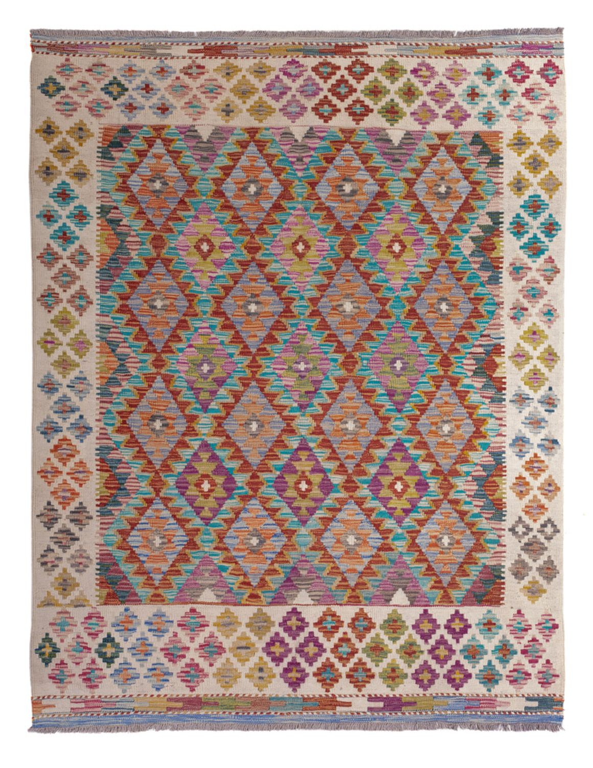 Kelim Carpet - Splash - 198 x 150 cm - flerfarvet