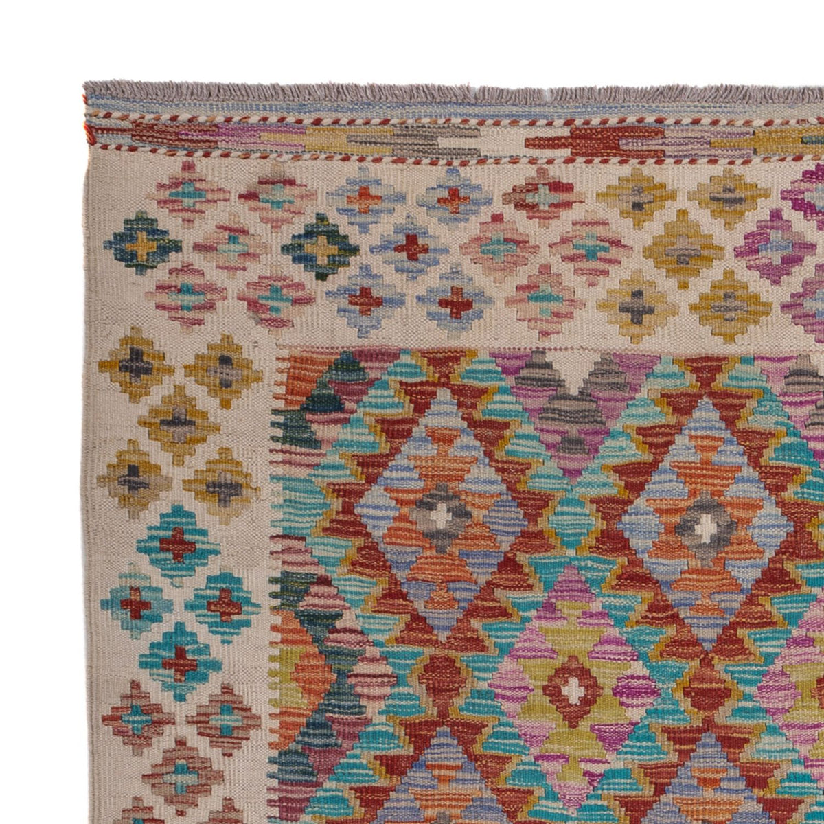 Kelim Carpet - Splash - 198 x 150 cm - flerfarvet