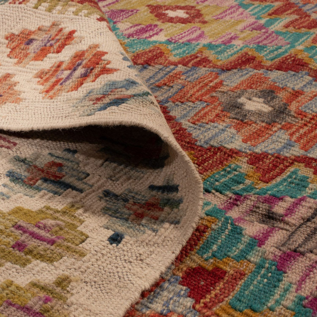 Kelim Carpet - Splash - 198 x 150 cm - flerfarvet