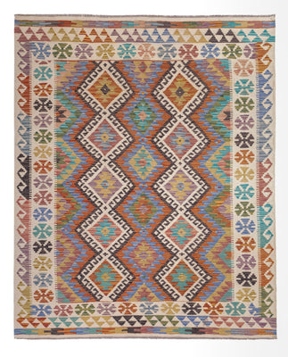 Kelim Carpet - Splash - 197 x 156 cm - flerfarvet