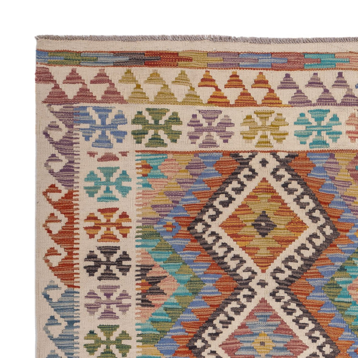 Kelim Carpet - Splash - 197 x 156 cm - flerfarvet