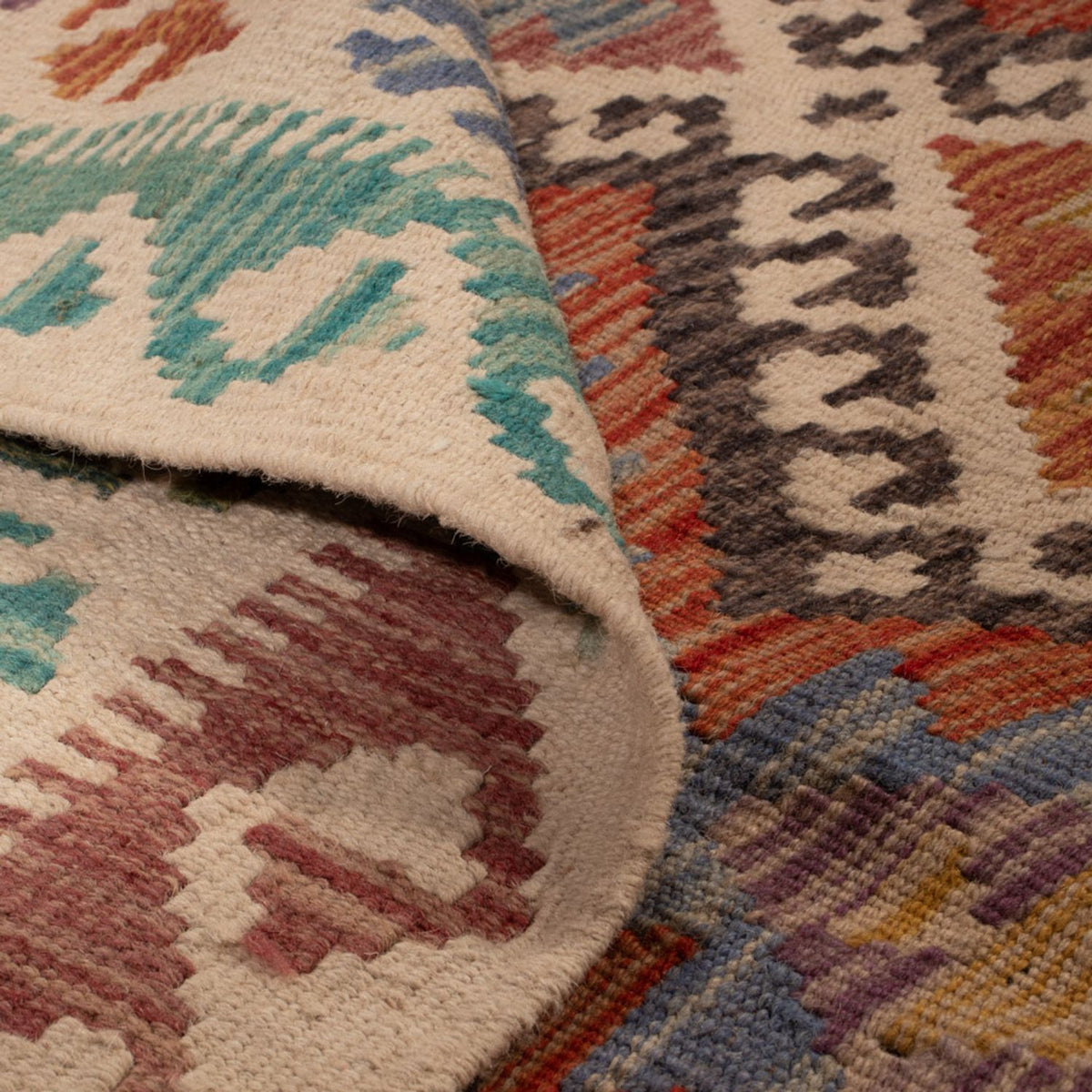 Kelim Carpet - Splash - 197 x 156 cm - flerfarvet