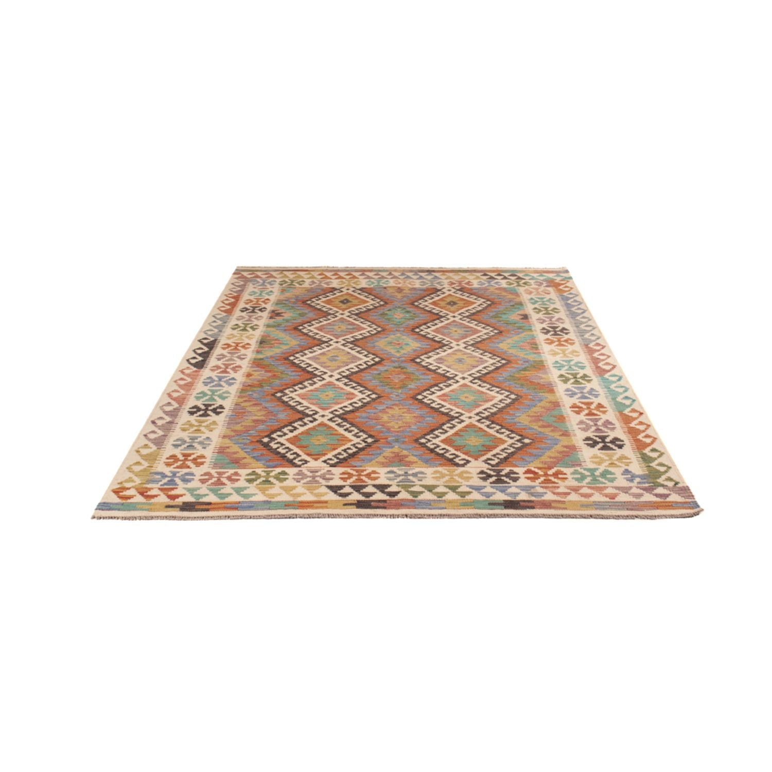 Kelim Carpet - Splash - 197 x 156 cm - flerfarvet
