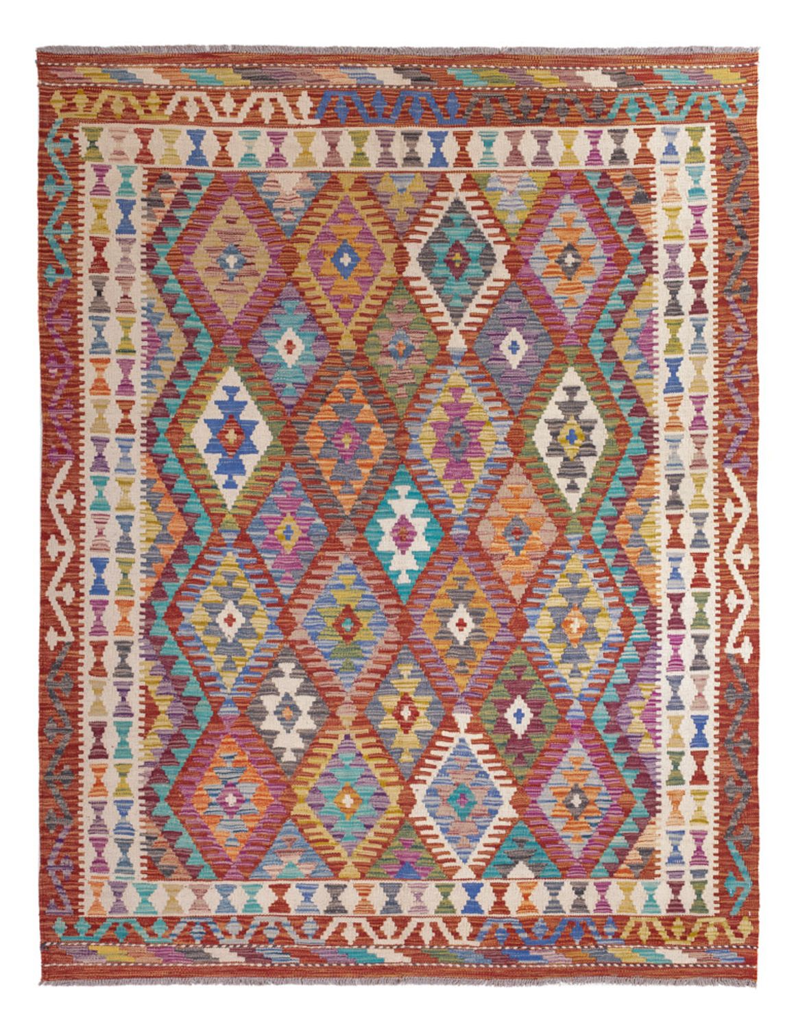 Kelim Carpet - Splash - 198 x 156 cm - flerfarvet