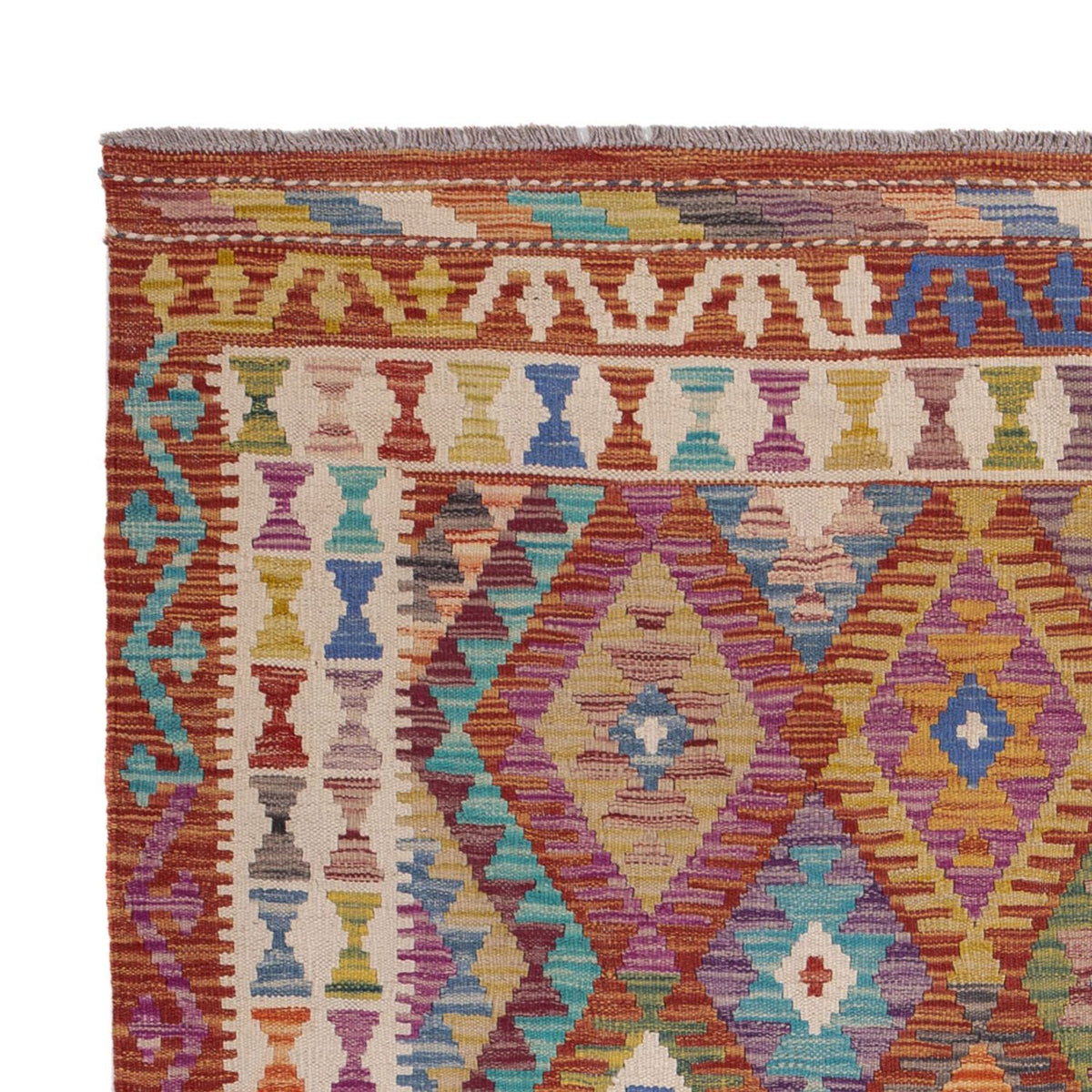 Kelim Carpet - Splash - 198 x 156 cm - flerfarvet