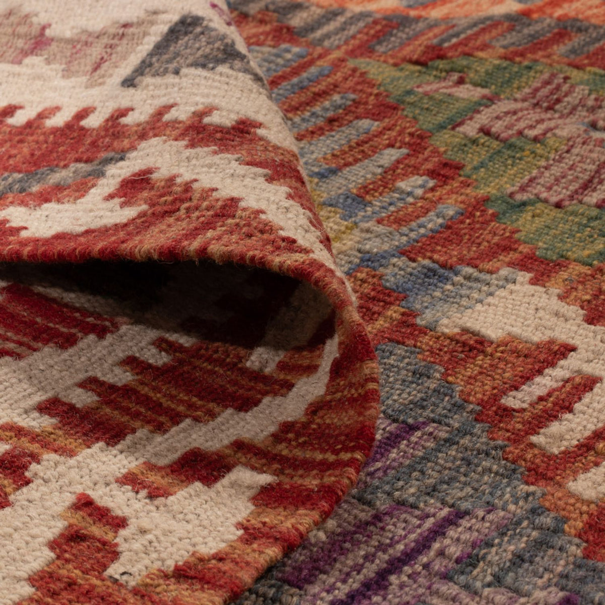 Kelim Carpet - Splash - 198 x 156 cm - flerfarvet