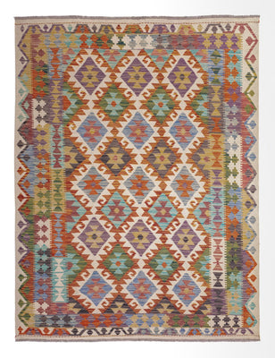 Kelim Carpet - Splash - 201 x 153 cm - flerfarvet