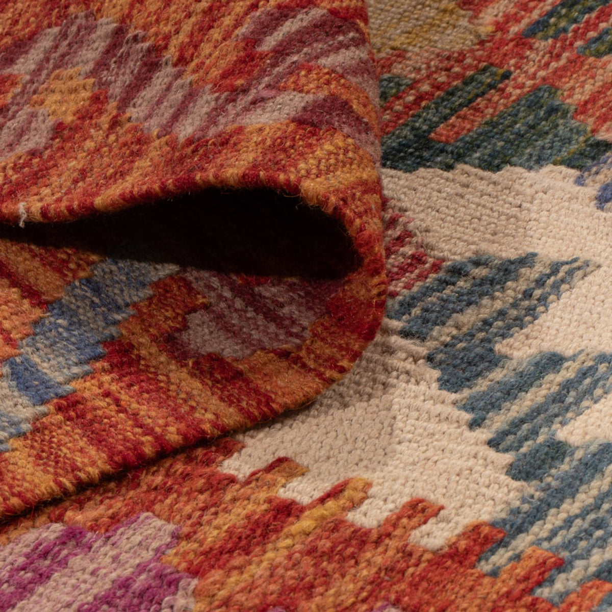 Kelim Carpet - Splash - 198 x 149 cm - flerfarvet