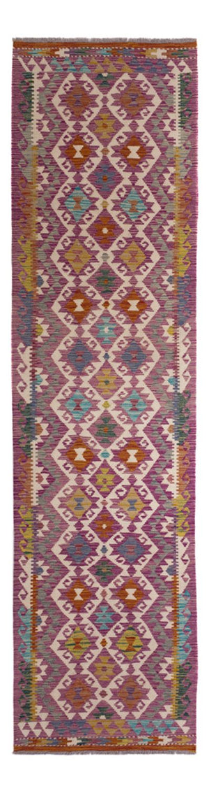 Løber Kelim Carpet - Splash - 295 x 80 cm - flerfarvet