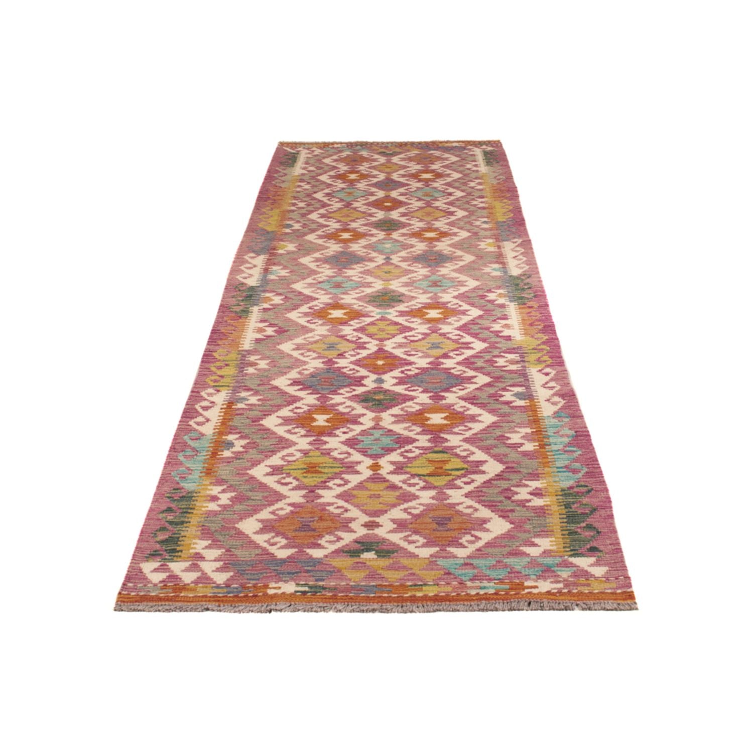 Løber Kelim Carpet - Splash - 295 x 80 cm - flerfarvet