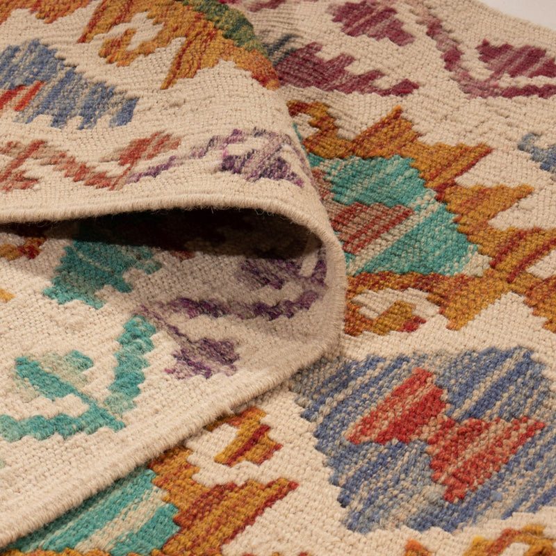 Løber Kelim Carpet - Splash - 301 x 81 cm - flerfarvet