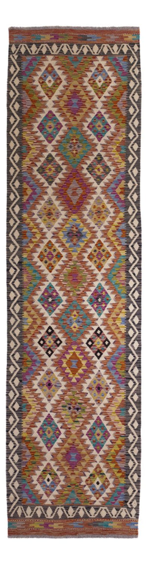 Løber Kelim Carpet - Splash - 295 x 85 cm - flerfarvet