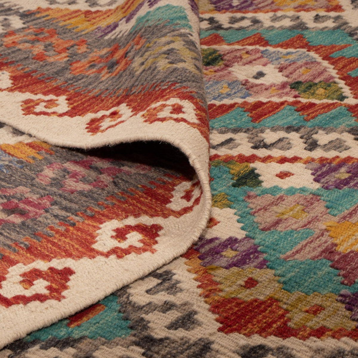 Kelim Carpet - Splash - 246 x 153 cm - flerfarvet