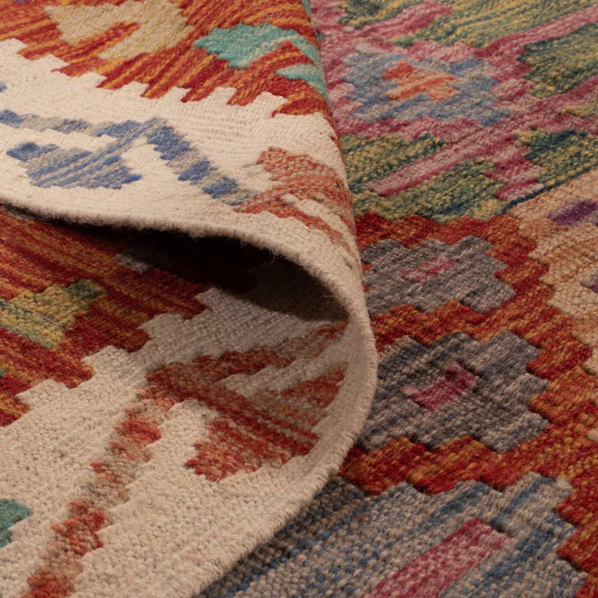 Kelim Carpet - Splash - 247 x 195 cm - flerfarvet