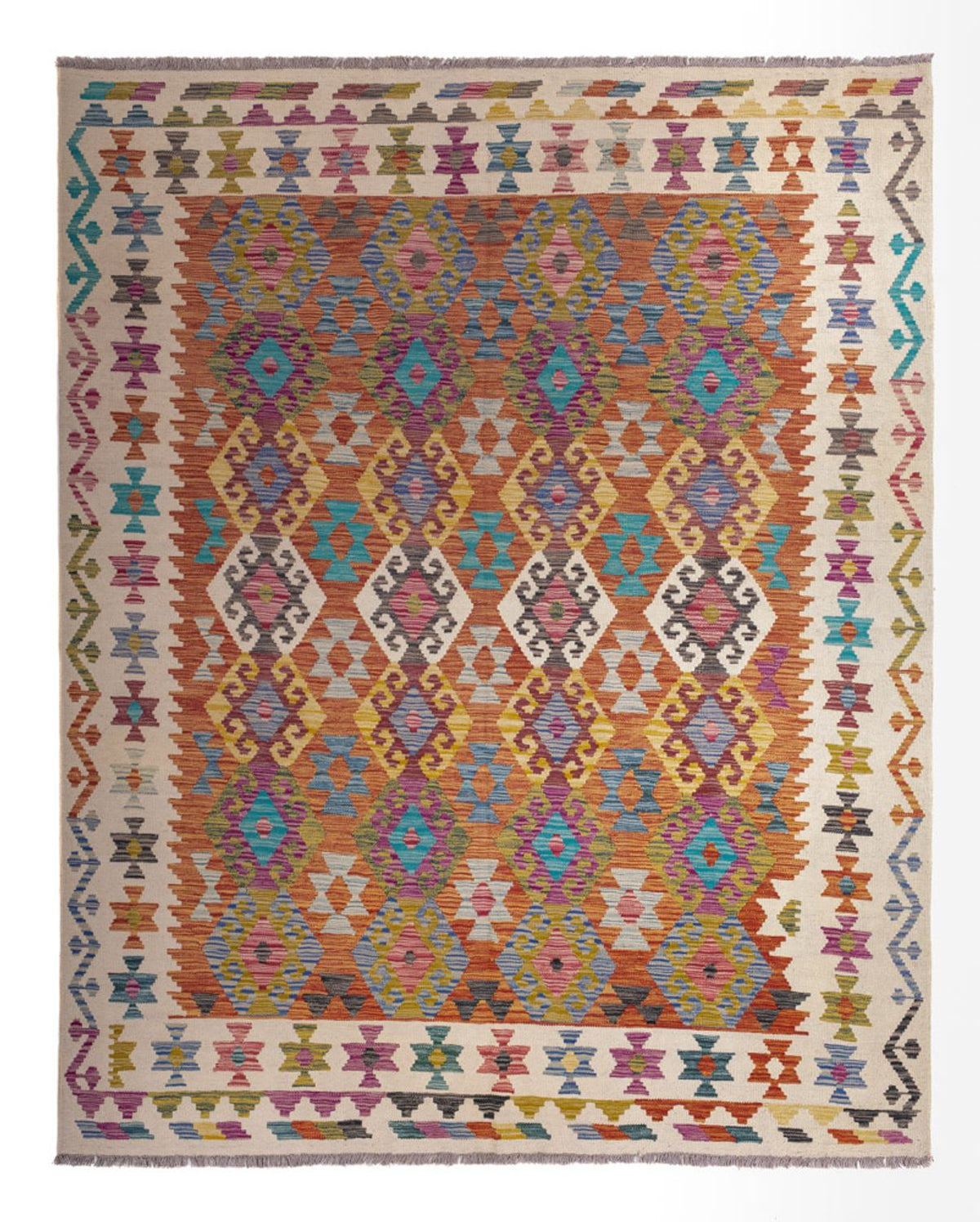 Kelim Carpet - Splash - 253 x 203 cm - flerfarvet