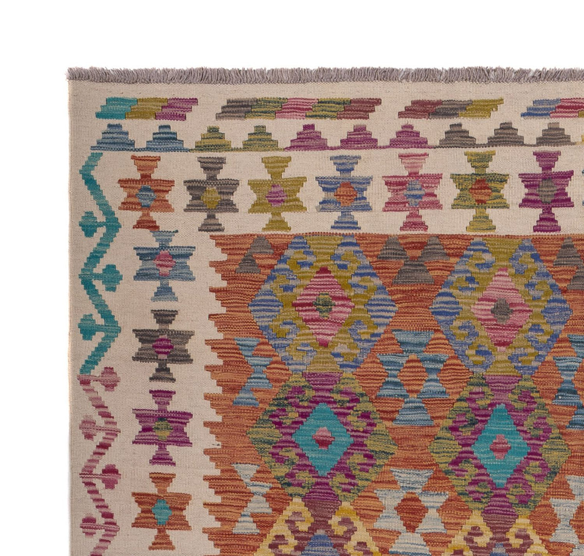 Kelim Carpet - Splash - 253 x 203 cm - flerfarvet