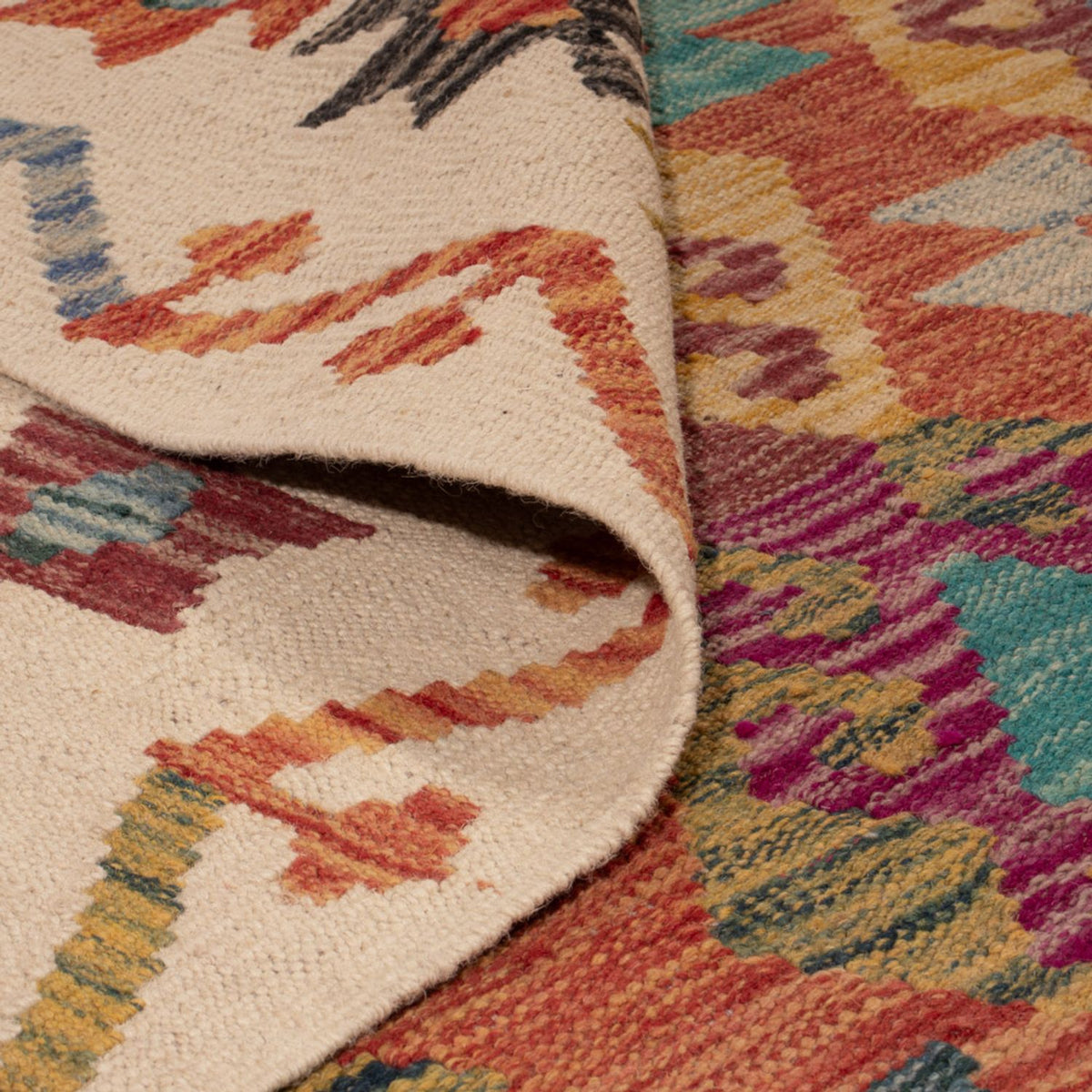 Kelim Carpet - Splash - 253 x 203 cm - flerfarvet