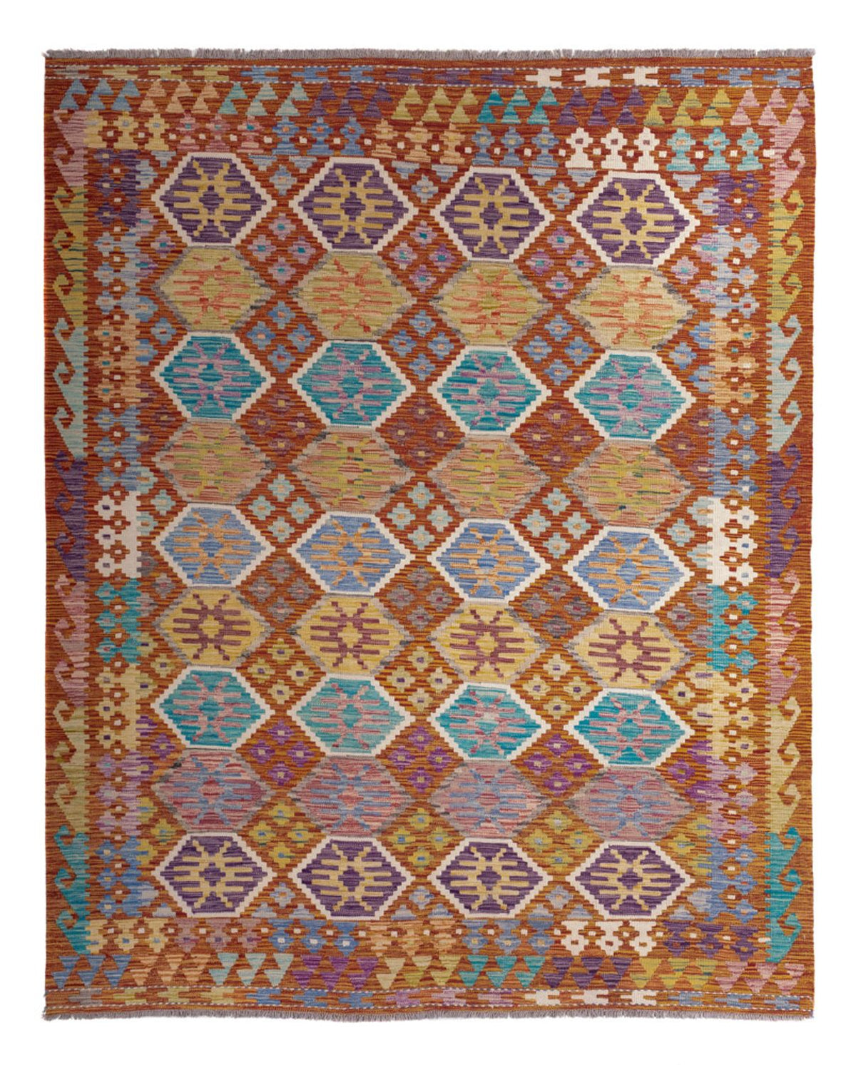 Kelim Carpet - Splash - 247 x 201 cm - flerfarvet