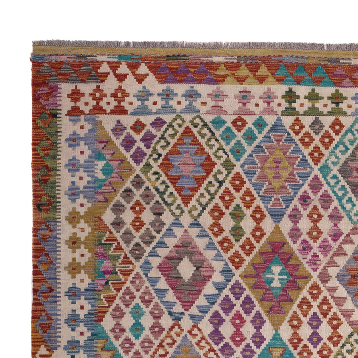 Kelim Carpet - Splash - 246 x 204 cm - flerfarvet