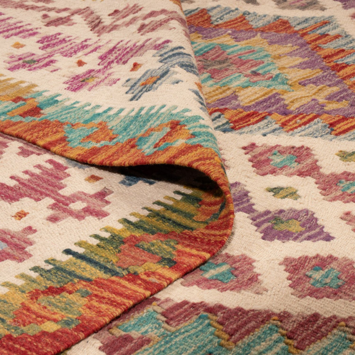 Kelim Carpet - Splash - 243 x 201 cm - flerfarvet