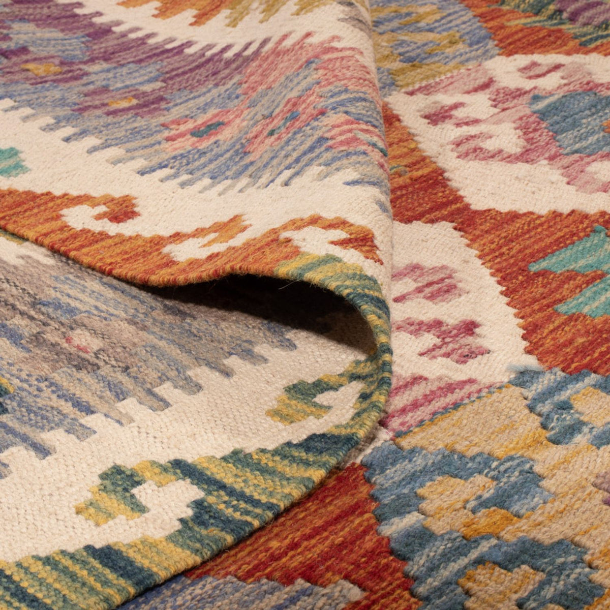 Kelim Carpet - Splash - 256 x 198 cm - flerfarvet